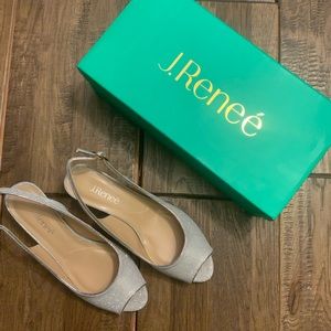 J. Renee Jenvey Glitter Fab silver heel. new